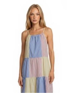 Vineyard Vines Pastel Striped Tiered Spaghetti-Strap Halter Dress